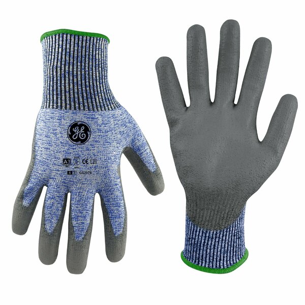 Ge PU Dipped Gloves, 18 GA, Blue/Gray, 1 Pair, S GG207SC